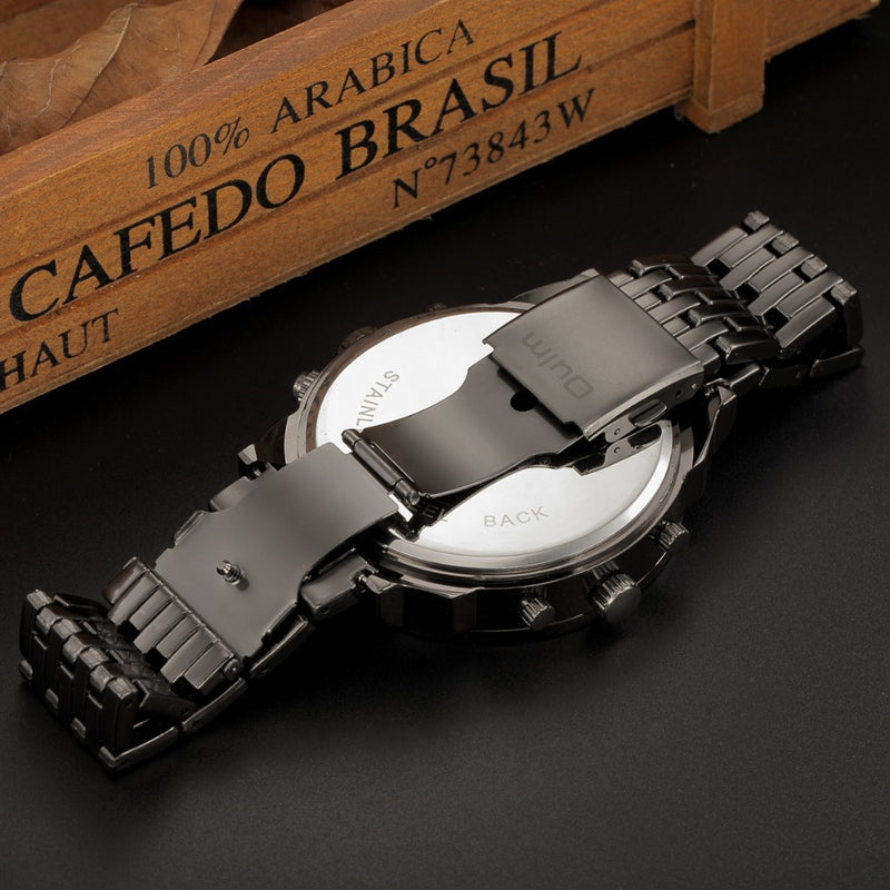 OULM 3548 Unique Design Full Steel Men Wrist Watch Three Time Zones Quartz Watches