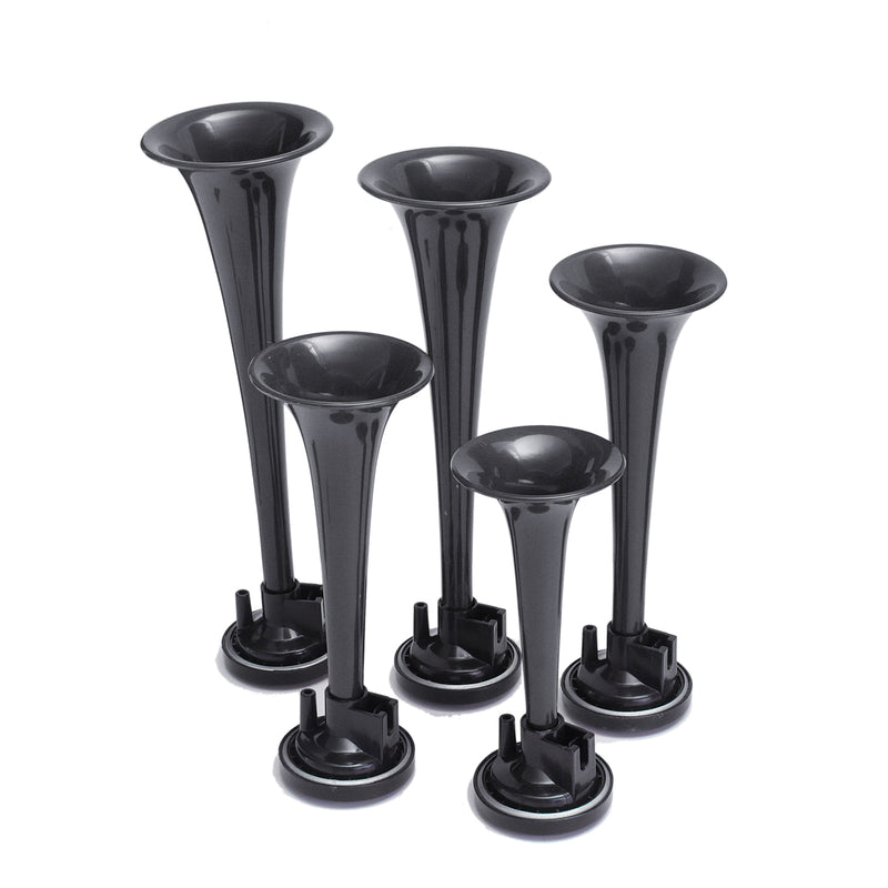 5pcs 178DB 12V Compressor Air Horn Kit Trumpets Black Dukes Car Truck