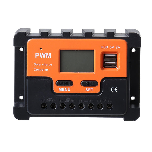 LCD Display 12V/24V Auto Solar Charge Controller PWM Controller Dual USB Controller For PWM Solar Panel 10A-30A