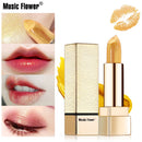 Music Flower Golden Lip stick Shimmer Long lasting Water-proof Metal Moisturizing Women Makeup