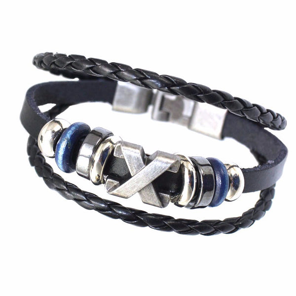 Ethnic Multilayer Leather Bracelet Retro Oval Beads Rope Bracelets Vintage Gift for Men