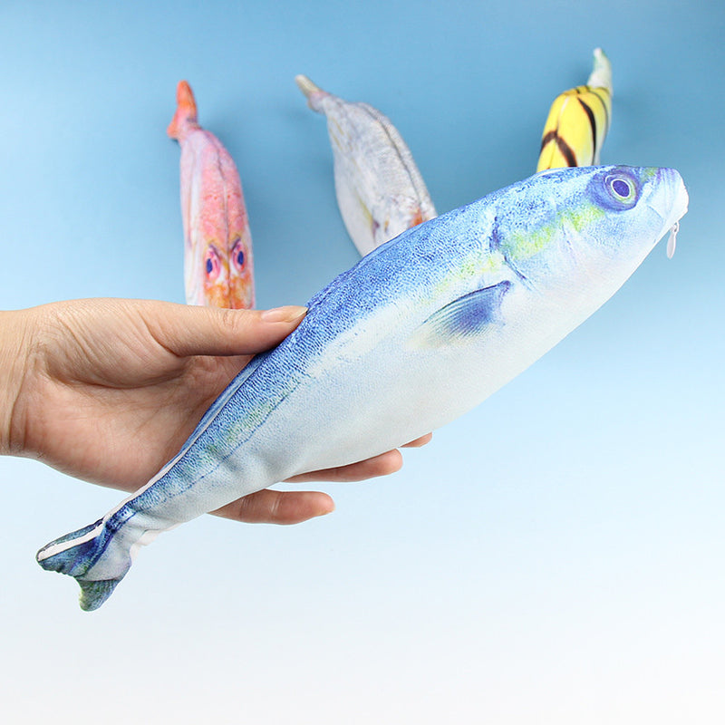 WAM PC-07 Fish Pencils Case Cute Simulation Cloth Plush Fish Pen Box Large Capacity School Stationer