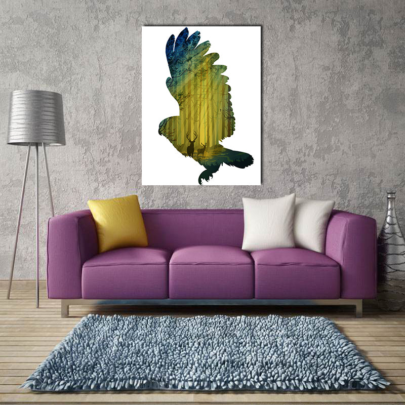 Miico Hand Painted Oil Paintings Simple Style-C Flying Owl Wall Art For Home Decoration Painting