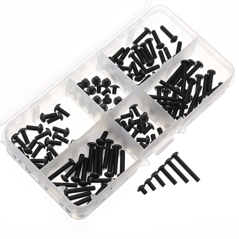 Suleve M3CH2 M3 Carbon Steel Allen Bolt 4-20mm Button Head Hex Socket Cap Screw Bolt Metric 120pcs