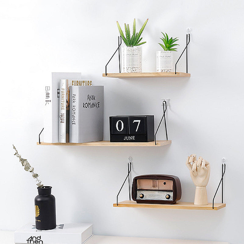 Wall Shelf Wood Iron Hanging Holder Storage Wall Mount Rack Home Display Decorations