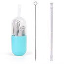 Xmund XD-XG2 Collapsible Reusable Drinking Silicone Straw Premium Food-Grade Folding Drinking Straws Outdoor Tableware With Cleaning Brush