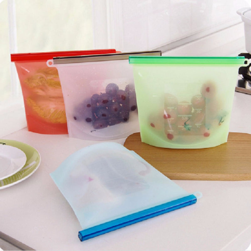 Reusable Silicone Food Fresh Bags Storage Sealed Containers for Refrigerator Kitchen Vacuum Bag