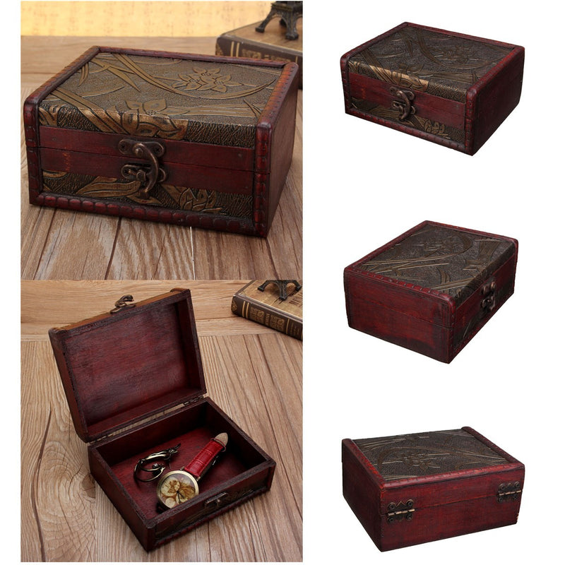 Wooden Large Jewelry Display Box Necklaces Storage Case Ring Desktop Organizer Gift