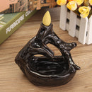 LED Light Buddhist Ceramic Backflow Censer Burner Holder with 5 Incense Cones