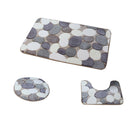 Set Of 3 Pcs Big Pebbles Pattern Bathroom Non-Slip Pedestal Rug Lid Toilet Cover Bath Mat Set