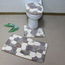 Set Of 3 Pcs Big Pebbles Pattern Bathroom Non-Slip Pedestal Rug Lid Toilet Cover Bath Mat Set