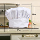 Unisex Chef Hat Adjustable Cook Hat Baker Hat Elastic Cap White