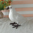 Artificial Bird White Standing Pigeon Realistic Imitation Fur Taxidermy
