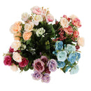 Artificial 7 Heads Roses Bouquet With Leafs Wedding Garden Decor Bridal Bouquet Decor Home Party Decor Flowers Champagne