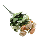 Artificial 7 Heads Roses Bouquet With Leafs Wedding Garden Decor Bridal Bouquet Decor Home Party Decor Flowers Champagne