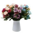 Artificial 7 Heads Roses Bouquet With Leafs Wedding Garden Decor Bridal Bouquet Decor Home Party Decor Flowers Pink