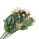 Artificial 7 Heads Roses Bouquet With Leafs Wedding Garden Decor Bridal Bouquet Decor Home Party Decor Flowers Pink