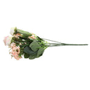 Artificial 7 Heads Roses Bouquet With Leafs Wedding Garden Decor Bridal Bouquet Decor Home Party Decor Flowers Pink