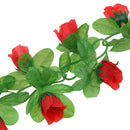 Artificial Realistic Rose Hanging Silk Garland Flower Vine Wedding Home Party Floral Decor Supplies Craft Projects DIY Red