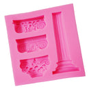 Silicone 3D Marble Pillar Pattern Fondant Mould Cake Ice Paste Mold Kitchen Tool Pink No-sticky