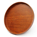 Multifunctional Round Wooden Plate Breakfast Food Snack Fruit Coffee Tea Holder Serving Trays Salad Bowl Platter Size M