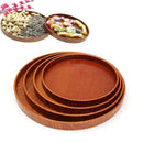 Multifunctional Round Wooden Plate Breakfast Food Snack Fruit Coffee Tea Holder Serving Trays Salad Bowl Platter Size M
