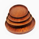 Multifunctional Round Wooden Plate Breakfast Food Snack Fruit Coffee Tea Holder Serving Trays Salad Bowl Platter Size M