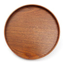 Multifunctional Round Wooden Plate Breakfast Food Snack Fruit Coffee Tea Holder Serving Trays Salad Bowl Platter Size M