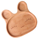 Fashionable Wood Rubber Serving Plate Food Divided Tray for Home Cafe Bar Use Cake Dish Pastry Serving Beaming Rabbit Shaped Tray