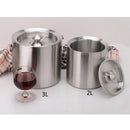 2L Capacity Compact Double Walled Stainless Steel Ice Bucket Wine Drink Cooler With Lid Bar Party Supplies Silver