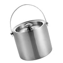 3L Capacity Compact Double Walled Stainless Steel Ice Bucket Wine Drink Cooler With Lid Bar Party Supplies Silver