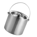 3L Capacity Compact Double Walled Stainless Steel Ice Bucket Wine Drink Cooler With Lid Bar Party Supplies Silver