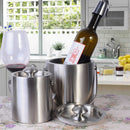 3L Capacity Compact Double Walled Stainless Steel Ice Bucket Wine Drink Cooler With Lid Bar Party Supplies Silver