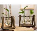 Home Bedroom Balcony Wedding Floral Display Modern Glass Tabletop Plant Bonsai Decorative Flower Vase With Wooden Tray 1
