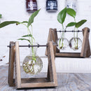 Home Bedroom Balcony Wedding Floral Display Modern Glass Tabletop Plant Bonsai Decorative Flower Vase With Wooden Tray 1