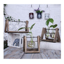 Home Bedroom Balcony Wedding Floral Display Modern Glass Tabletop Plant Bonsai Decorative Flower Vase With Wooden Tray 1