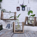 Home Bedroom Balcony Wedding Floral Display Modern Glass Tabletop Plant Bonsai Decorative Flower Vase With Wooden Tray 2