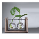 Home Bedroom Balcony Wedding Floral Display Modern Glass Tabletop Plant Bonsai Decorative Flower Vase With Wooden Tray 2