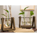 Home Bedroom Balcony Wedding Floral Display Modern Glass Tabletop Plant Bonsai Decorative Flower Vase With Wooden Tray 2