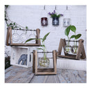 Home Bedroom Balcony Wedding Floral Display Modern Glass Tabletop Plant Bonsai Decorative Flower Vase With Wooden Tray 2