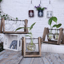 Home Bedroom Balcony Wedding Floral Display Modern Glass Tabletop Plant Bonsai Decorative Flower Vase With Wooden Tray 3
