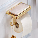 Home Bathroom Balcony Tool Toilet Paper Dispenser Roll Toilet Paper Tissue Holder With Shelf Gold