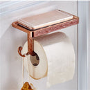 Home Bathroom Balcony Tool Toilet Paper Dispenser Roll Toilet Paper Tissue Holder With Shelf Rose Gold