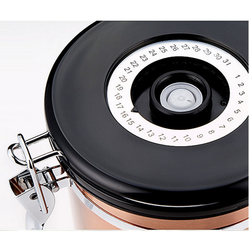 1.5L Capacity Stainless Steel Coffee Tea Canister Jar Box Sugar Storage Pot Seal Can for Home Hotel Office Use Gold