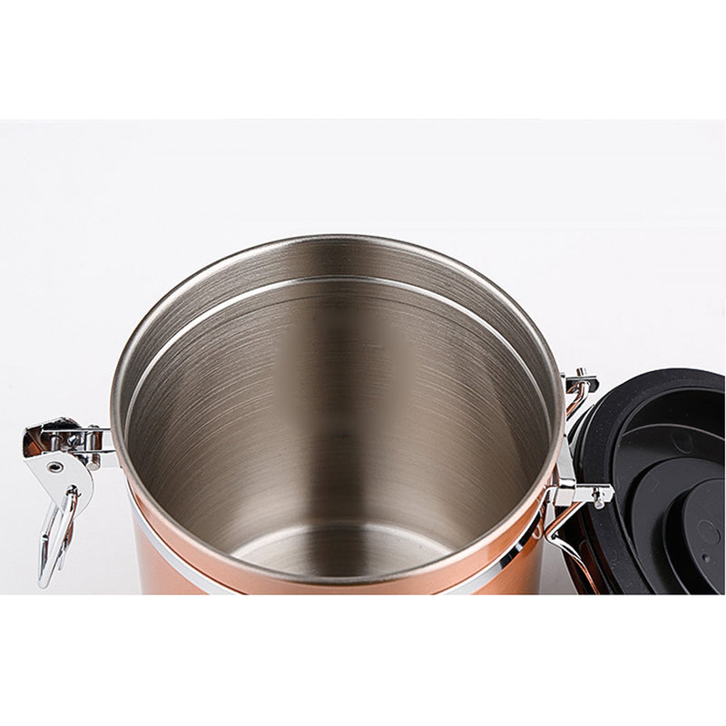 1.5L Capacity Stainless Steel Coffee Tea Canister Jar Box Sugar Storage Pot Seal Can for Home Hotel Office Use Gold