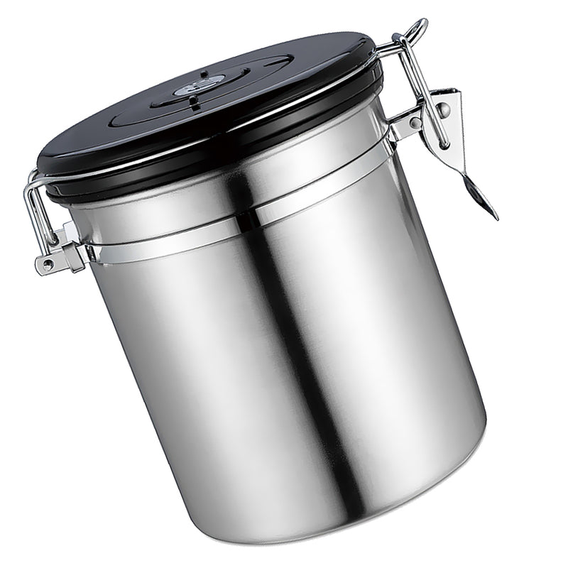 1.5L Capacity Stainless Steel Coffee Tea Canister Jar Box Sugar Storage Pot Seal Can for Home Hotel Office Use Silver