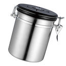 1.5L Capacity Stainless Steel Coffee Tea Canister Jar Box Sugar Storage Pot Seal Can for Home Hotel Office Use Silver