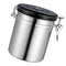 1.5L Capacity Stainless Steel Coffee Tea Canister Jar Box Sugar Storage Pot Seal Can for Home Hotel Office Use Silver