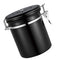 1.5L Capacity Stainless Steel Coffee Tea Canister Jar Box Sugar Storage Pot Seal Can for Home Hotel Office Use Black
