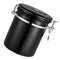 1.5L Capacity Stainless Steel Coffee Tea Canister Jar Box Sugar Storage Pot Seal Can for Home Hotel Office Use Black